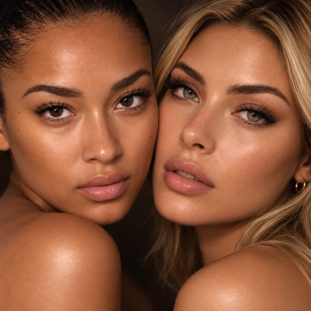 Twee modellen met Midnight Kiss in warm licht